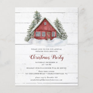 Budget Watercolor Cabin Christmas Party Invitation Flyer