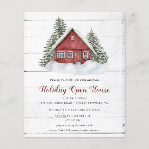 Budget Watercolor Cabin Holiday Open House Invite  Flyer