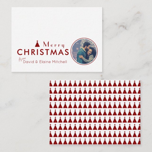 Budget Watercolor Christmas Tree Couple Photo Card (Front/Back)