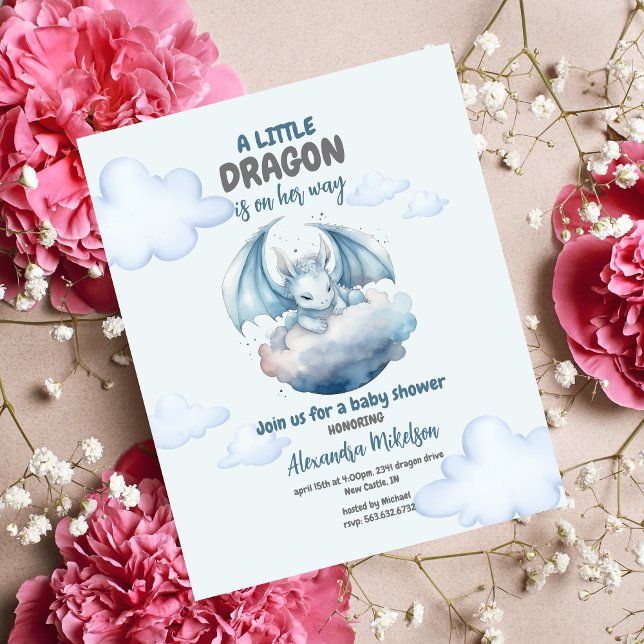 Budget Watercolor Dragon Baby Shower Flyer (Creator Uploaded)
