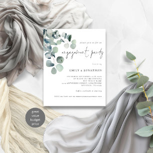 Budget Watercolor Eucalyptus Engagement Invite