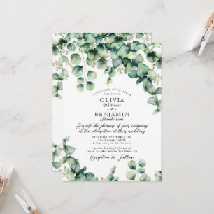 Budget Watercolor eucalyptus Greenery Wedding Invitation
