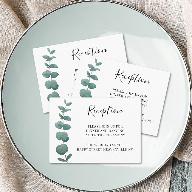 Budget Watercolor Eucalyptus Wedding Enclosure   Business Card (Creator Uploaded)