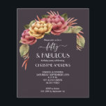 Budget Watercolor Floral 50th Birthday Invitation Flyer<br><div class="desc">Small 4.5" x 5.6" value paper flyers feature beautiful watercolor flowers in pink and gold on a dark purple-brown background and your wording in chic lettering. Printed on value 80 lb semi-gloss paper. **NO ENVELOPES INCLUDED (use 5" x 7".) Be sure to double-check your order before adding it to your...</div>