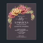 Budget Watercolor Floral 50th Birthday Invitation Flyer<br><div class="desc">Small 4.5" x 5.6" value paper flyers feature beautiful watercolor flowers in pink and gold on a dark purple-brown background and your wording in chic lettering. Printed on value 80 lb semi-gloss paper. **NO ENVELOPES INCLUDED (use 5" x 7".) Be sure to double-check your order before adding it to your...</div>