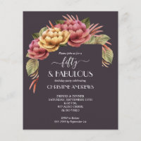 Budget Watercolor Floral 50th Birthday Invitation
