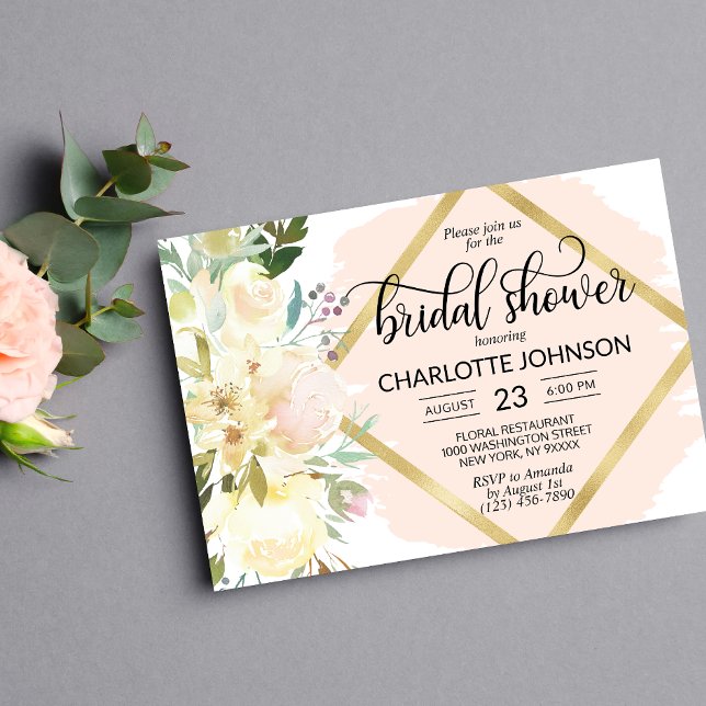 Budget Watercolor Floral Blush Pink Bridal Shower Invitation (Creator Uploaded)