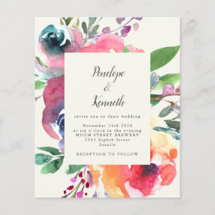Budget Watercolor Floral Elegant Script Wedding