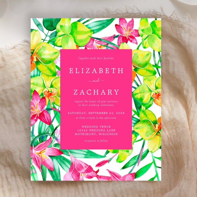 Budget Watercolor Floral Pink Wedding Invitation (Creator Uploaded)