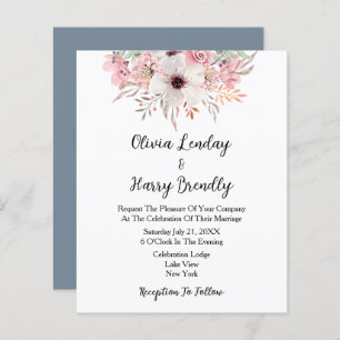 Budget Watercolor Floral Wedding Invitation