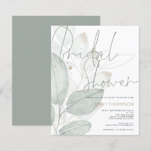 Budget Watercolor Foliage Bridal Shower Invitation