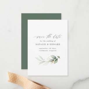budget Watercolor foliage wedding save the date Card