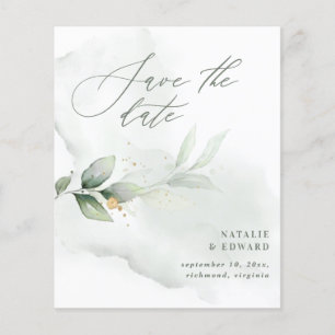 budget Watercolor foliage wedding save the date Flyer