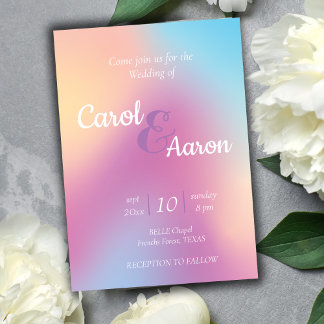 budget watercolor gradient ink and purple wedding flyer