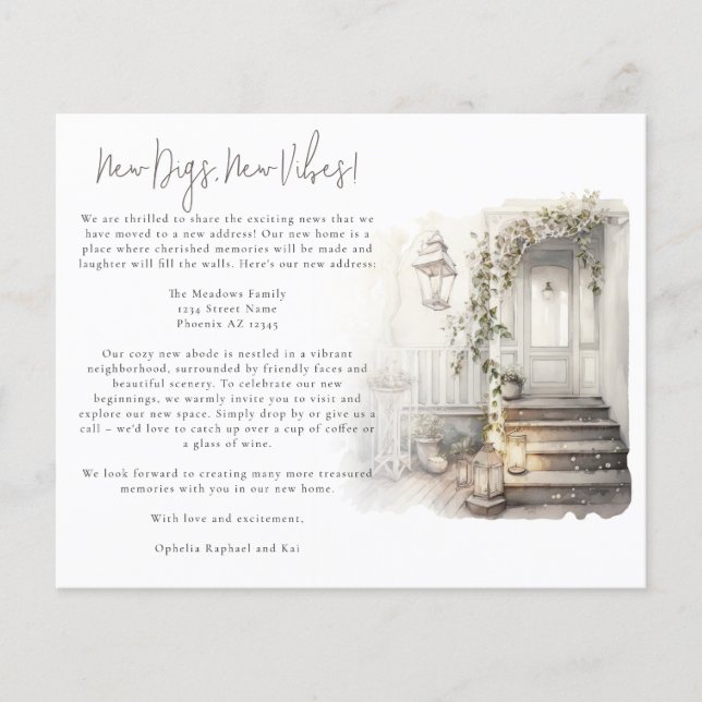 Budget Watercolor Home Illustration New Address (Front)