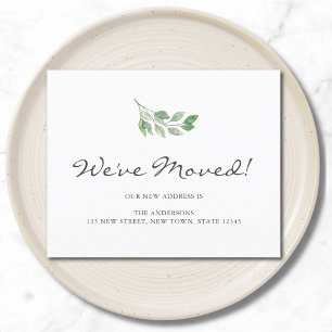 Budget Watercolor Leaves Moving Announcement