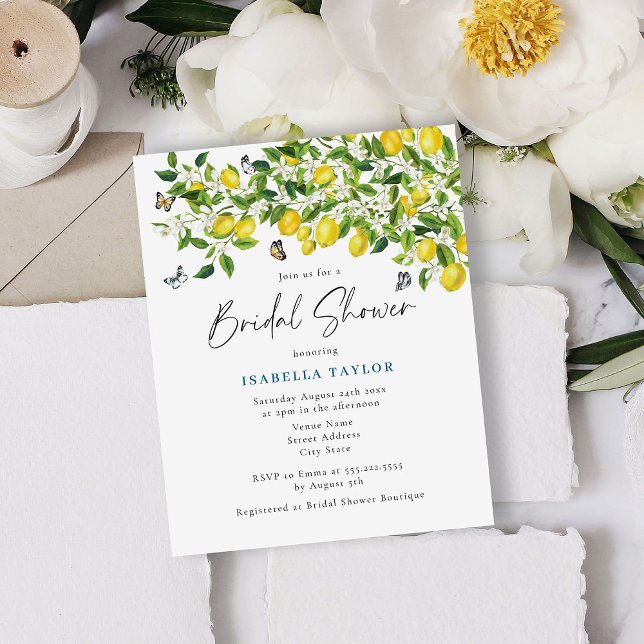 Budget Watercolor Lemon Bridal Shower Invitation (Creator Uploaded)