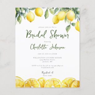 Budget Watercolor Lemons Bridal Shower Invitation