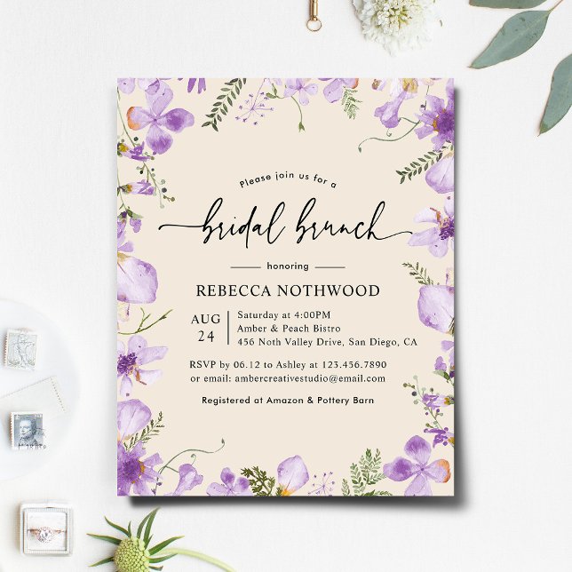 Budget Watercolor Lilac Bridal Brunch Invitation (Creator Uploaded)