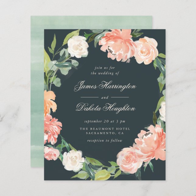 Budget Watercolor Peonies & Eucalyptus Wedding (Front/Back)