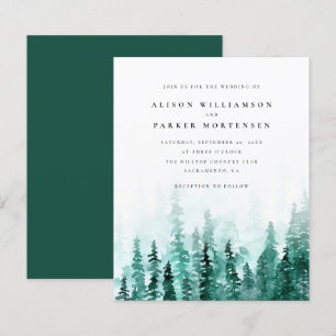 Budget Watercolor Pine Tree Forest Rustic Wedding