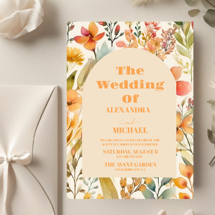 Budget Watercolor Pink Orange Wildflowers Wedding