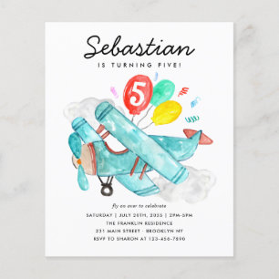 Budget Watercolor Plane Balloons Kids Birthday