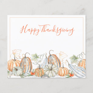 Budget Watercolor Pumpkins Thanksgiving Card