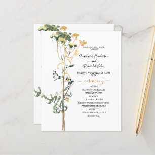 Budget Watercolor Rustic Wedding Program card.