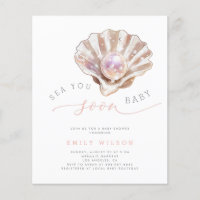 Budget Watercolor Sea You Soon Baby Shower Invites