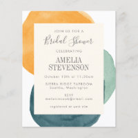 Budget Watercolor Teal Bridal Shower Invite