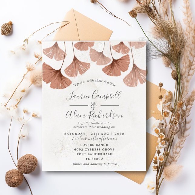 Budget Watercolor Terracotta Wedding Invitation (Creator Uploaded)