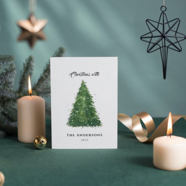 budget watercolor tree christmas with holidays  card (Creator Uploaded)