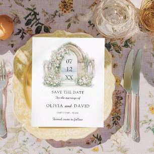 Budget Watercolor Venue Wedding Save the Date