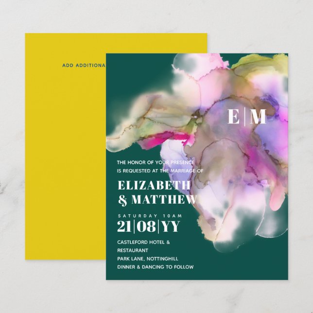 BUDGET Watercolor Wedding Abstract Purple Grey (Front/Back)