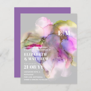 BUDGET Watercolor Wedding Abstract Purple Grey