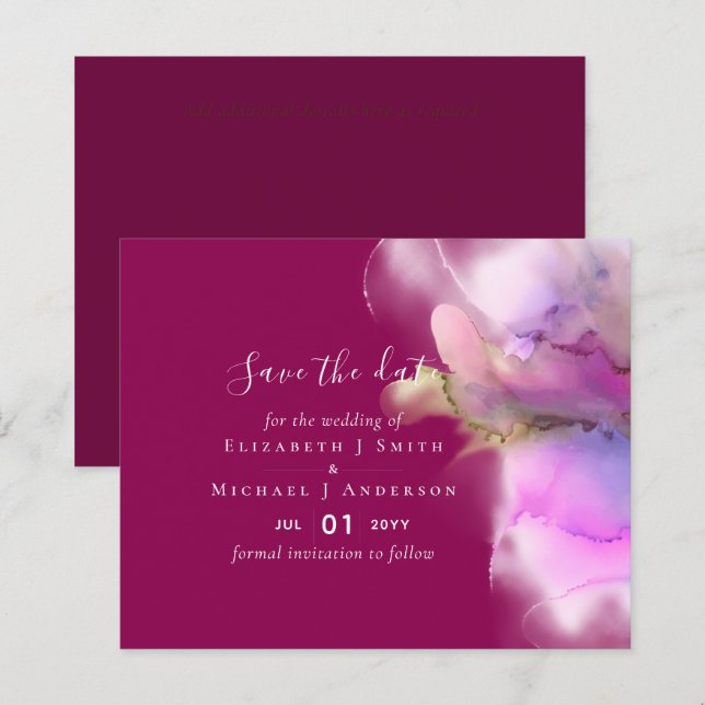 BUDGET Watercolor Wedding Abstract Save Dates (Front/Back)
