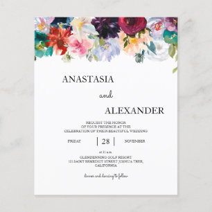 Budget Watercolor Wedding invitation. Invitation