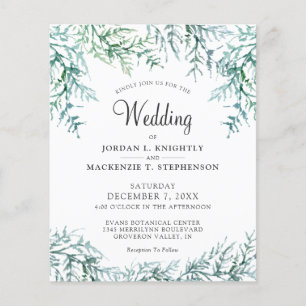 Budget Watercolor Winter Pine Wedding Invitation