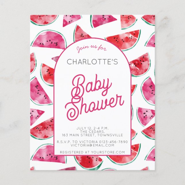 Budget Watermelon Baby Shower Invitation (Front)