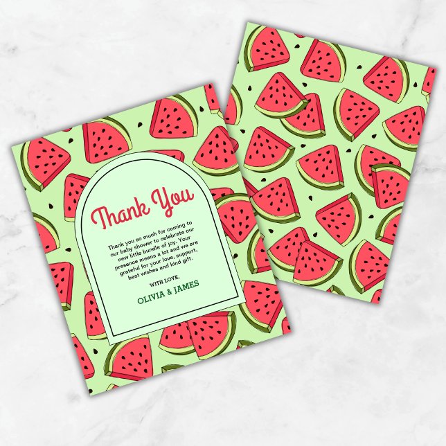 Budget Watermelon Baby Shower Thank You Card (Budget A Little Sweetie Summer Watermelon Baby Shower Thank You Card   )