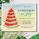 Budget Watermelon Christmas in July Party Invite<br><div class="desc">This Budget Christmas in July Party Invitation is decorated with a red watercolor watermelon tree on a colourful background. Easily customisable. Use the Design Tool to change the text size, style, or colour. Because we create our artwork you won't find this exact image from other designers. Original Watercolor © Michele...</div>