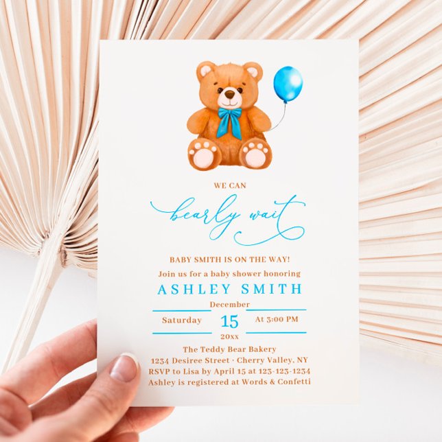 BUDGET We Can Bearly Wait Baby Boy Shower Flyer (Creator Uploaded)