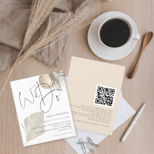 Budget We Do Boho Pampas QR Code Wedding Invite