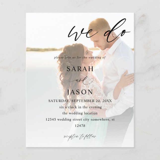 Budget We Do Photo Calligraphy Wedding Flyer (Front)