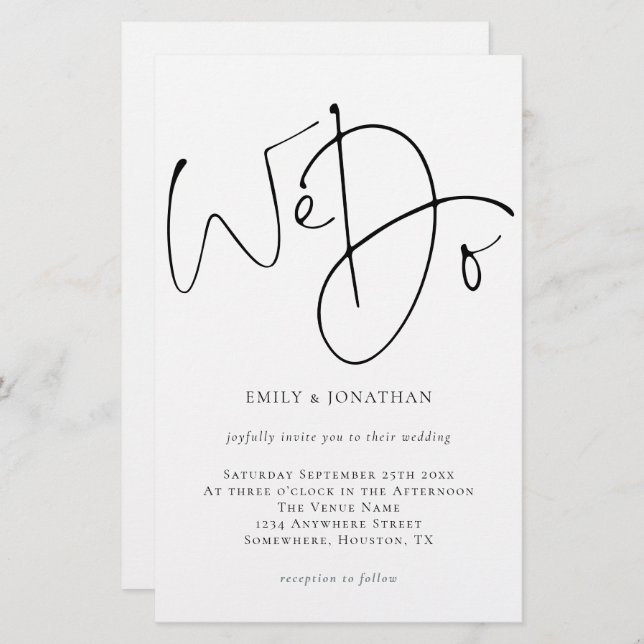 Budget We Do Script Simple Wedding Invitation (Front/Back)