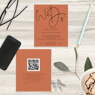 Budget We Do Terracotta QR Code Wedding Invite