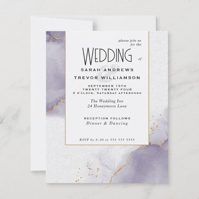 Budget Wedding Abstract Dusty Plum Skies (Front)