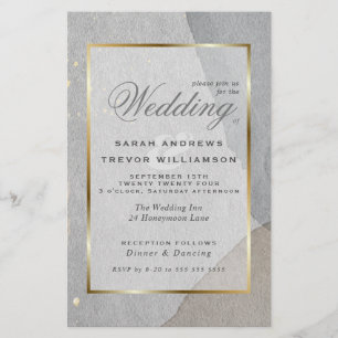 Budget Wedding Abstract Pewter Wabi Sabi Invitati