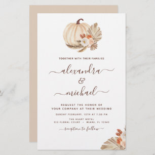 Budget Wedding Boho Pampas Grass White Pumpkin